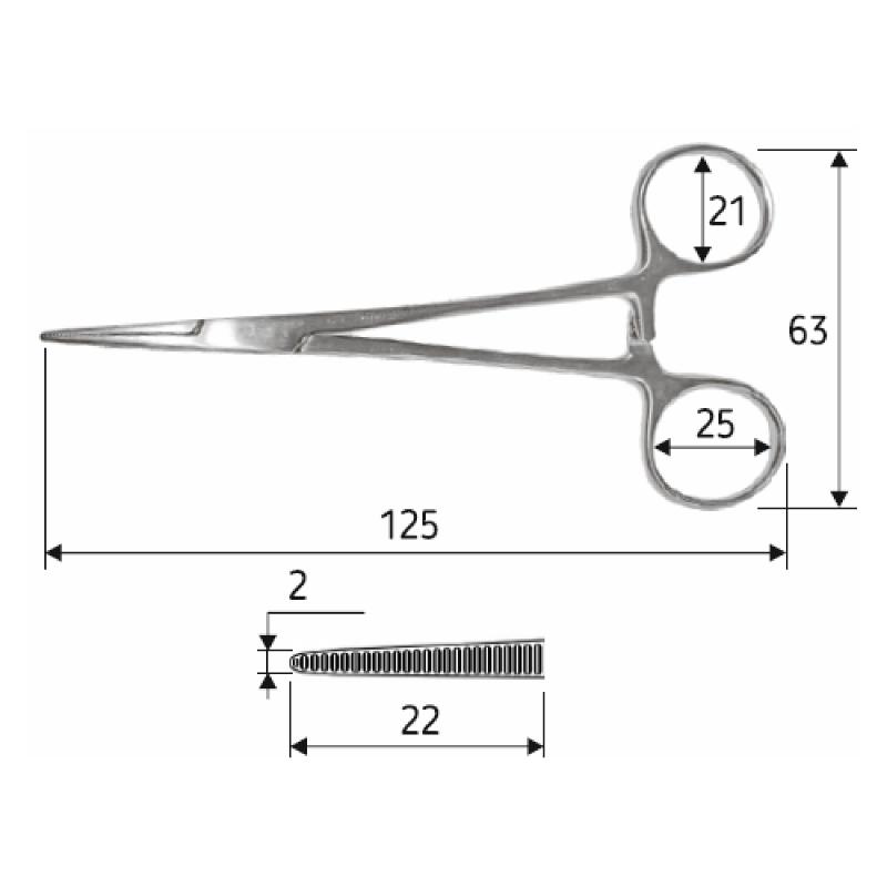 Затискач Halsted-Mosquito, прямий, 12,5 см, J-17-021, Surgicon
